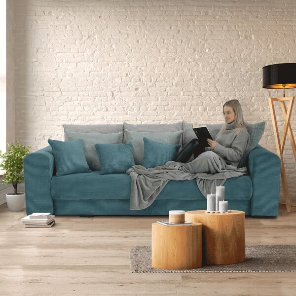 KONDELA Zelo prostoren kavč, modra/mentol/svetlo siva, GILEN BIG SOFA