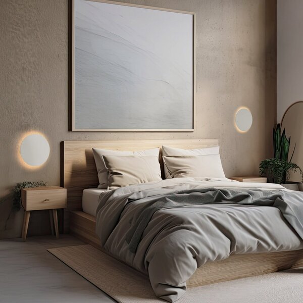 TK Lighting Stenska svetilka Luna, bež, indirektna svetloba, Ø 30 cm, jeklo, zatemnjen, Bež, Dnevna soba / jedilnica, Kovina