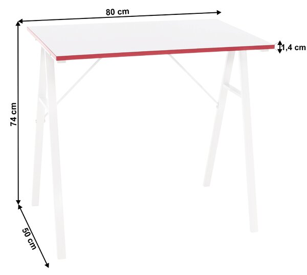 KONDELA Računalniška miza, bela/rdeča, RALDO