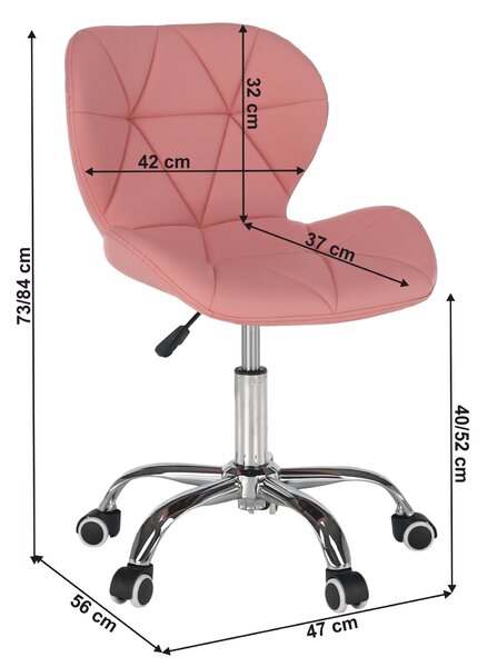 KONDELA Pisarniški stol, roza/krom, ARGUS NEW