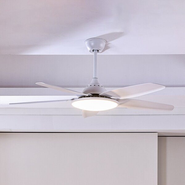 Lucande LED stropni ventilator Divian, bel, DC, tih, CCT, Bela, Dnevna soba / jedilnica, Kovina, Sodobni