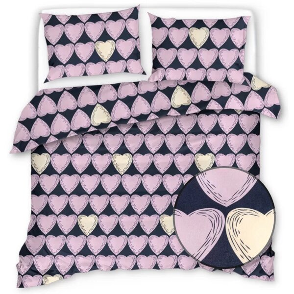 Posteljnina iz mikrovlaken VIOLET HEARTS svetlo vijolična Dimenzije posteljnine: 2 kom 70 x 80 cm | 160 x 200 cm