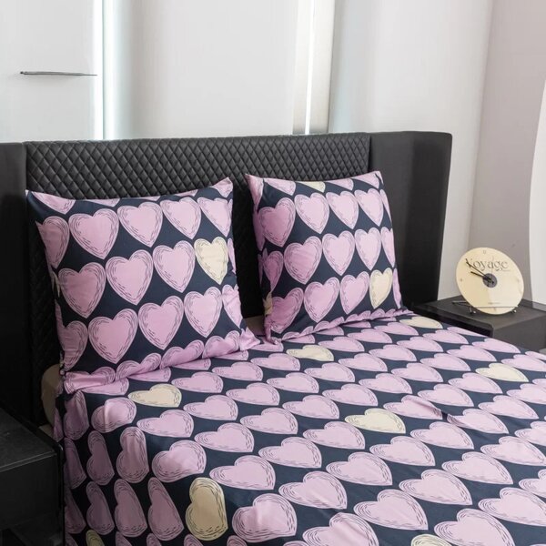 Posteljnina iz mikrovlaken VIOLET HEARTS svetlo vijolična Dimenzije posteljnine: 2 kom 70 x 80 cm | 160 x 200 cm