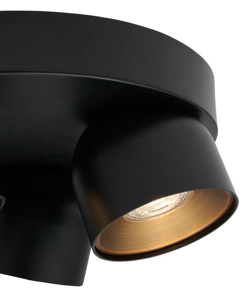 Nordlux Downlight Pitcher, črn/medenina, 3-žarilni, okrogel, kovinski, zatemnjen, Črna, Dnevna soba / jedilnica, Kovina, Sodobni