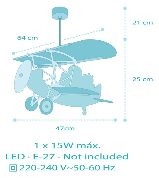 Dalber viseča svetilka Lion Plane, barvita, les/plastiko, zatemnjen, Večbarvna, Otroška soba, Les