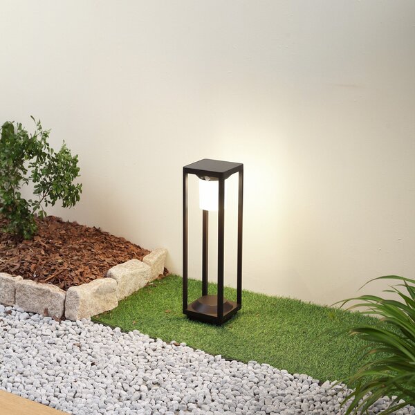 Lucande LED solarna luč za poti Nilea, 50 cm, črna, senzor, Črna, Aluminij, Sodobni