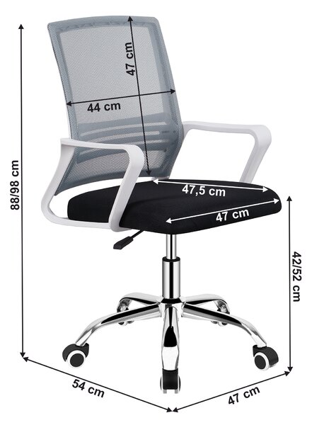 KONDELA Pisarniški stol, siva mreža/črno blago/bela plastika, APOLO 2 NEW