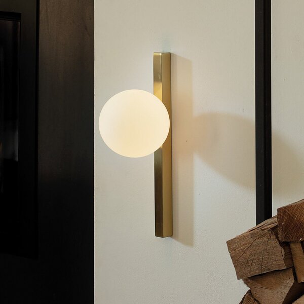 IDEAL LUX Ideal Lux stenska svetilka Binomio medeninasto obarvana 1-svetlobna, Zlata / medeninasta, Dnevna soba / jedilnica, Steklo, Sodobni