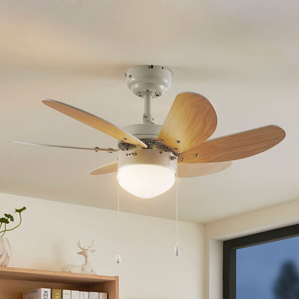 Lindby Stropni ventilator Minja, bela, les, Bela, Dnevna soba / jedilnica, Kovina, Sodobni