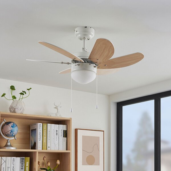 Lindby Stropni ventilator Minja, bela, les, Bela, Dnevna soba / jedilnica, Kovina, Sodobni