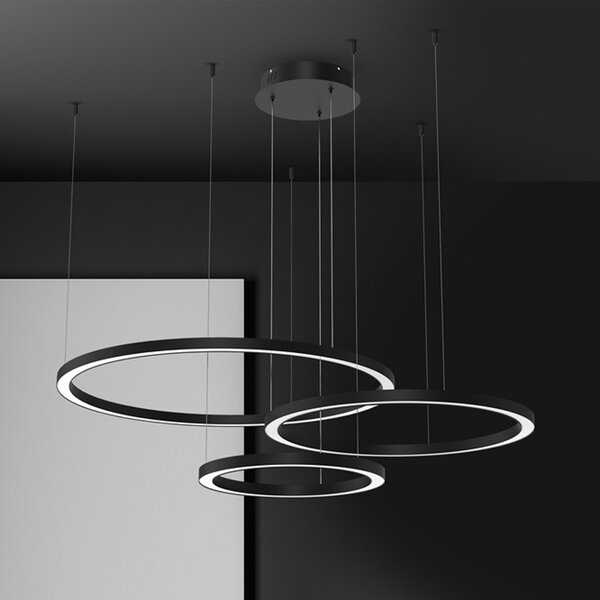 Eko-Light LED obesna svetilka Galaxia, plastika, črna, 3-svetilna, 85 W, Črna, Dnevna soba / jedilnica, Plastika, Sodobni