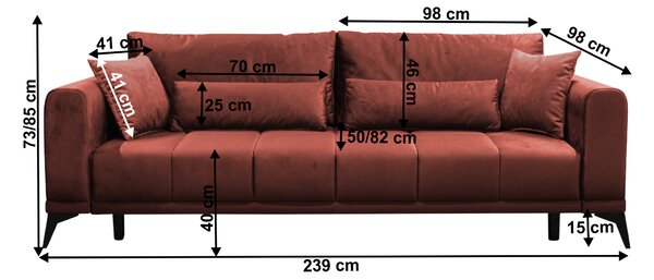 KONDELA Raztegljiv kavč, terakota, GRACE BIG SOFA