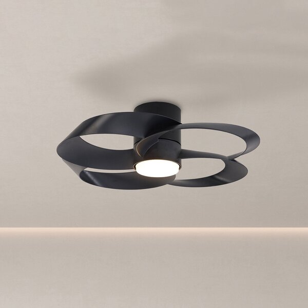 Mantra Iluminación LED stropni ventilator Rose, črn, DC-motor, tiho delovanje, Ø 65 cm, CCT, zatemnjen, Črna, Dnevna soba / jedilnica, Plastika, Sodobni