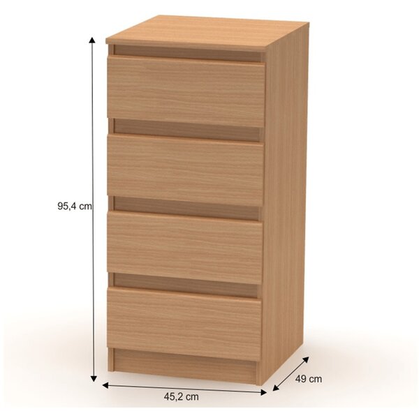 KONDELA Komoda s 4 predali, bukev, HANY 2 NEW 009