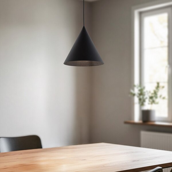 TK Lighting Visoka svetilka Cono, enogorilna, premer 27 cm, črna, zatemnjen, Črna, Dnevna soba / jedilnica, Kovina, Sodobni