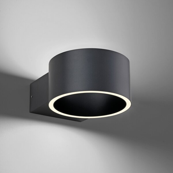 PURE LED stenska svetilka Clipse, siva, aluminij, Ø 15 cm, zatemnjen, Siva, Dnevna soba / jedilnica, Aluminij, Sodobni, Okrogla stena