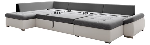 KONDELA Zložljiva sedežna garnitura, siva/temno siva, leva postavitev, MATAR U