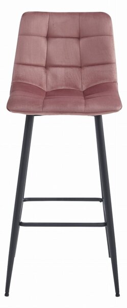 Barski stol ARCETO VELVET s črnimi nogami, roza