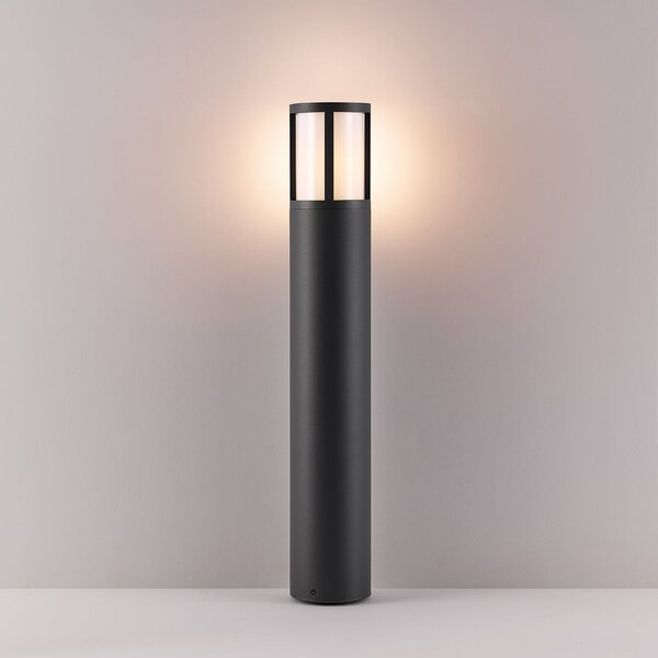 Deko-Light Luč za osvetlitev poti Facado II, višina 65 cm, okrogla, temno siva/opal, zatemnjen, Siva, Aluminij