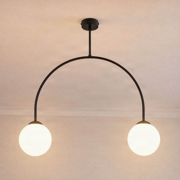 Milagro Lighting Stropna svetilka Archie, črna, dolžina 68 cm, kovina, 2-kraka., zatemnjen, Črna, Dnevna soba / jedilnica, Kovina