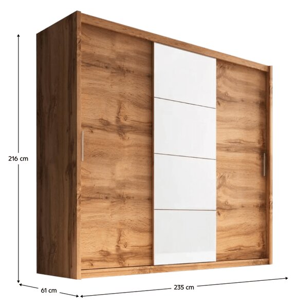 KONDELA Garderobna omara z drsnimi vrati, hrast wotan, 235x216, CHIARA