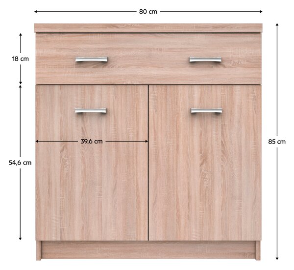KONDELA Komoda 2D1S, hrast sonoma, TOPTY TIP 19