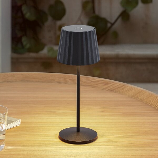 Lindby LED-akumulatorska namizna svetilka Esali, črna, kovina, IP65, zatemnjen, Črna, Dnevna soba / jedilnica, Aluminij, Sodobni