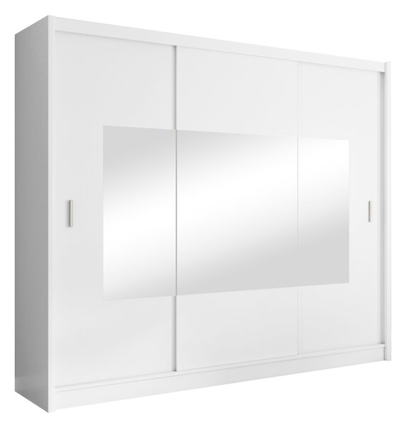 KONDELA Garderobna omara z drsnimi vrati, bela, 250x215, MADRYT