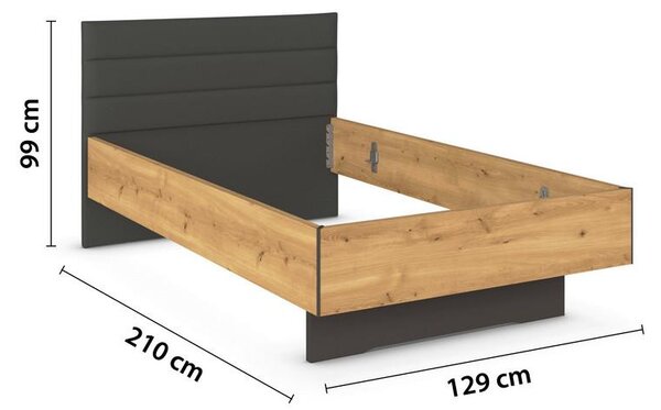 Xora Postelja Endora, Barva Hrasta, Barva Grafita, 100x200