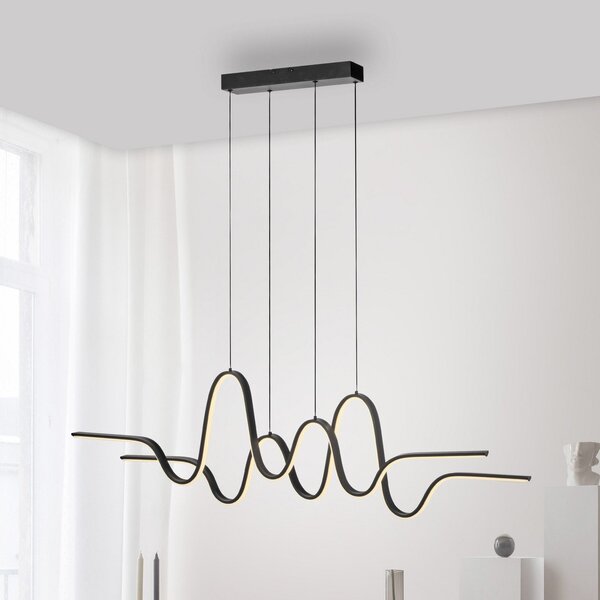 Paul Neuhaus Viseča svetilka LED Altitude, črna, dolžina 125 cm, zatemnjen, Črna, Dnevna soba / jedilnica, Kovina, Sodobni