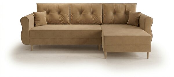 Bež raztegljiva kotna sedežna garnitura SILVIANO, 230x140 cm, obojestranska