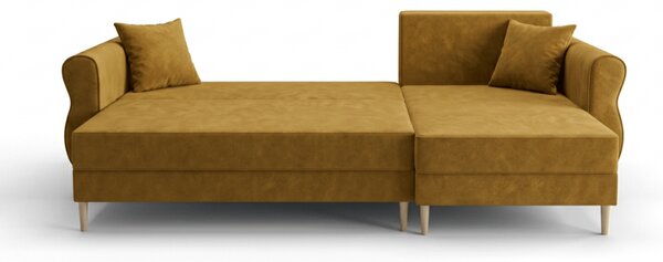 Gorčična raztegljiva kotna sedežna garnitura SILVIANO, 230x140 cm, obojestranska