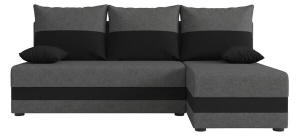 Temno siva antracitna raztegljiva kotna sedežna garnitura VALERIO SLIM, 200x140 cm, obojestranska + 2 blazini GRATIS
