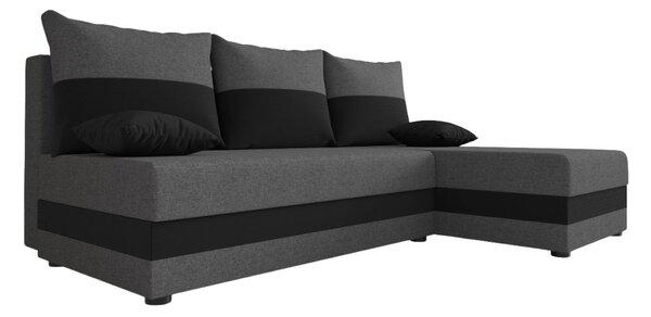 Temno siva antracitna raztegljiva kotna sedežna garnitura VALERIO SLIM, 200x140 cm, obojestranska + 2 blazini GRATIS