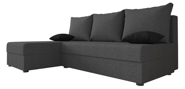 Temno siva raztegljiva kotna sedežna garnitura VALERIO SLIM, 200x140 cm, obojestranska + 2 blazini GRATIS