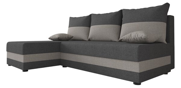 Temno siva svetlo siva raztegljiva kotna sedežna garnitura VALERIO SLIM, 200x140 cm, obojestranska + 2 blazini GRATIS