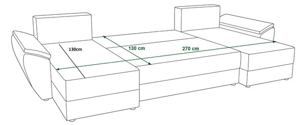 Temno modra raztegljiva sedežna garnitura v obliki U TAVERO, 321x140 cm