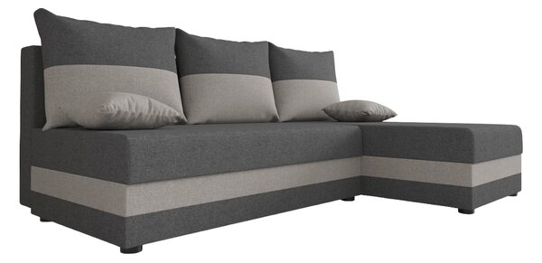 Temno siva svetlo siva raztegljiva kotna sedežna garnitura VALERIO SLIM, 200x140 cm, obojestranska + 2 blazini GRATIS