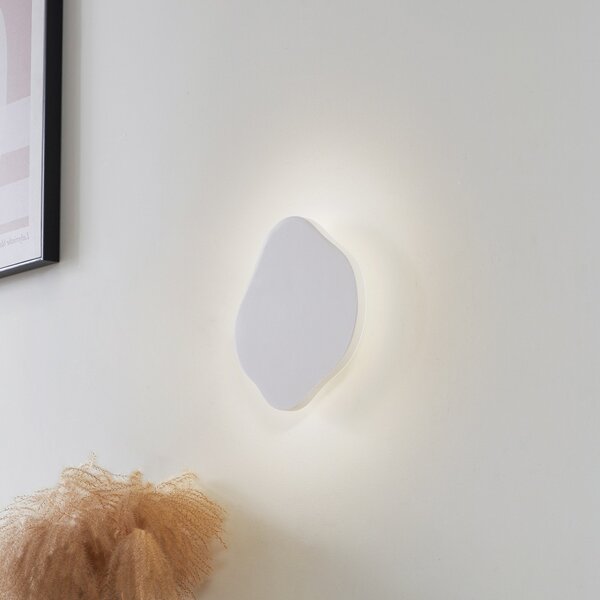 Lindby LED stenska svetilka Nielson, bela, sadra, 30 x cm, zatemnjen, Bela, Dnevna soba / jedilnica, Mavec/glina, Sodobni