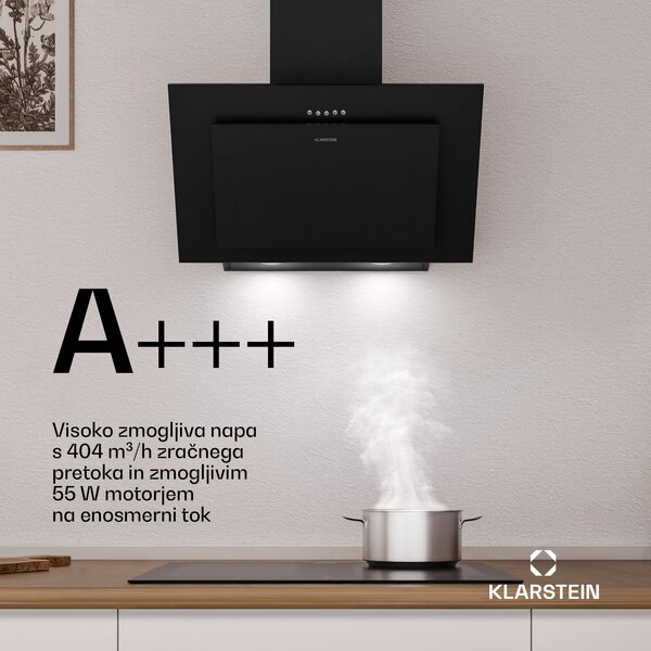 Klarstein Athena poševna napa | način odsesavanja in recirkulacije zraka | 404 m³/h | 56 W | 60 cm
