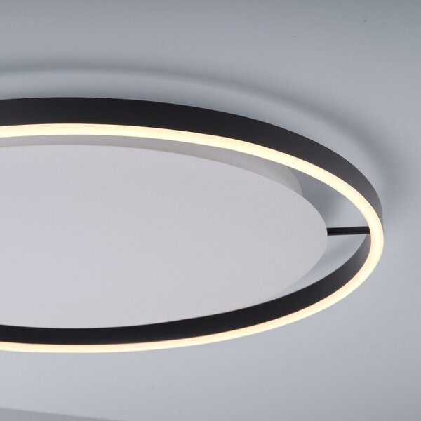 JUST LIGHT. GmbH LED stropna svetilka Ritus, Ø 58,5 cm, antracit, zatemnjen, Črna, Dnevna soba / jedilnica, Kovina, Sodobni