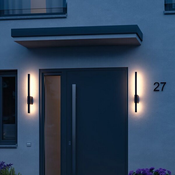 Paulmann Stan LED zunanje stensko svetilo 60 cm, Črna, Kovina, Sodobni
