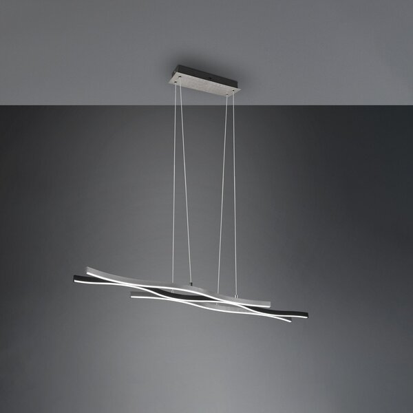 Trio Lighting Blaze LED viseče svetilo, CCT, z možnostjo zatemnitve, aluminij, zatemnjen, Kovinska, Dnevna soba / jedilnica, Kovina, Sodobni