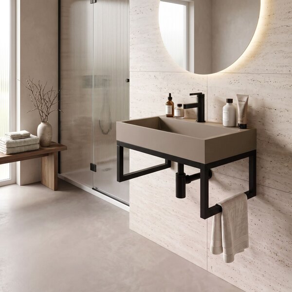 Konglomeratni umivalnik Rea GOYA 50CM Taupe + okvir