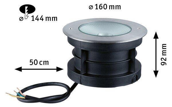 Paulmann Vanea LED talna svetilka za vgradnjo IP67, Ø 16 cm, Kovinska, Kovina, Sodobni, Vgradne svetilke okrogle