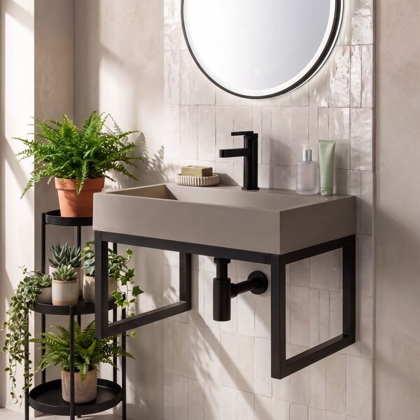 Konglomeratni umivalnik Rea GOYA 50CM Taupe + okvir