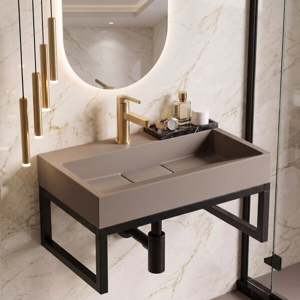 Konglomeratni umivalnik Rea GOYA 60CM Taupe + okvir