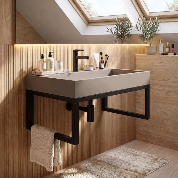 Konglomeratni umivalnik Rea GOYA 70CM Taupe + okvir