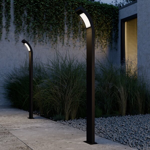Lucande Juvia LED stenska svetilka, 100 cm, antracit, kovina, IP54, Črna, Aluminij, Sodobni
