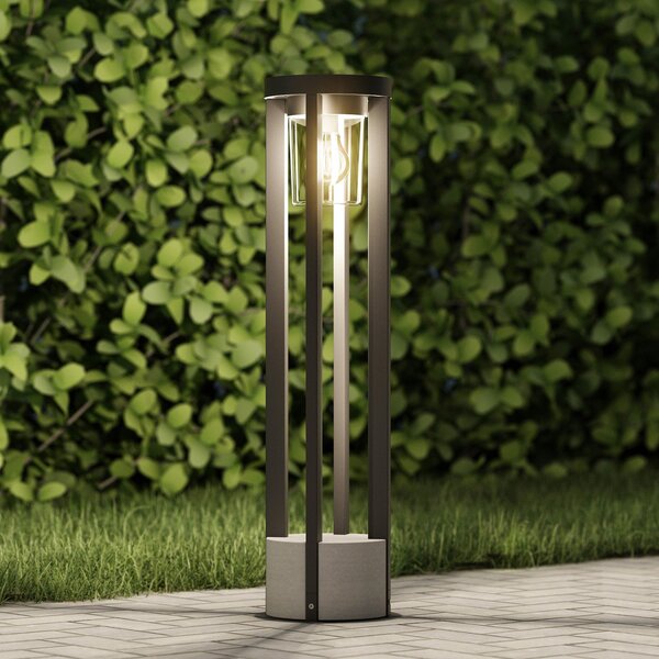 Lucande Lucidna luč za pot Overa, siva, kovinska, 68 cm, IP44, E27, zatemnjen, Siva, Kovina, Sodobni